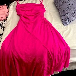 Pink flare see through at the bottom dinner dress